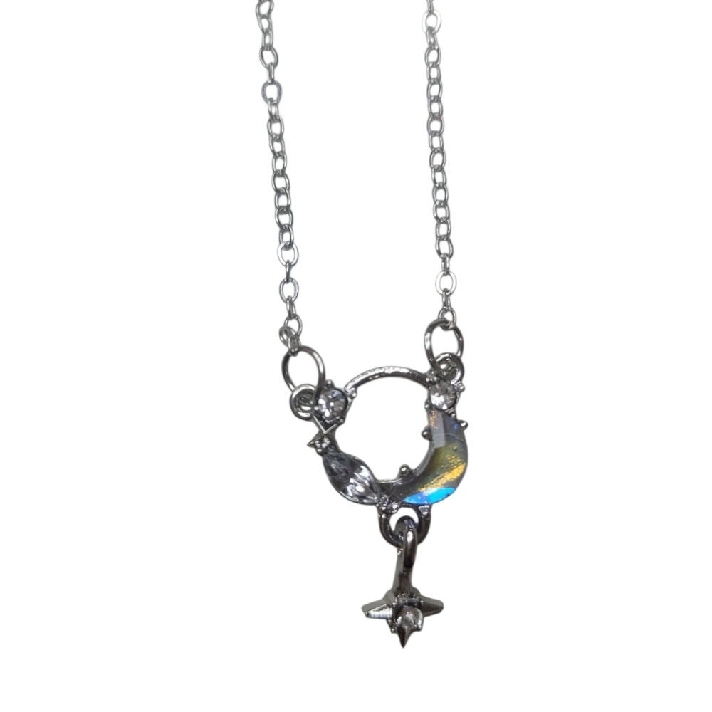 Silver Moon and Star Necklace